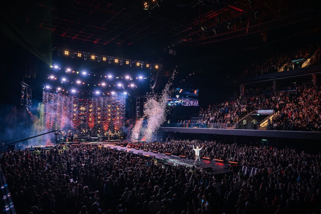 Vista exterior del Movistar Arena, ubicado en el barrio de Villa Crespo, Buenos Aires.