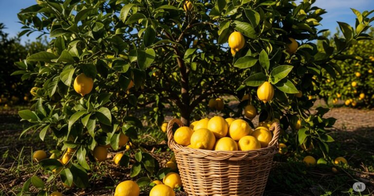 Restos de café usado esparcidos al pie de un limonero en un jardín.