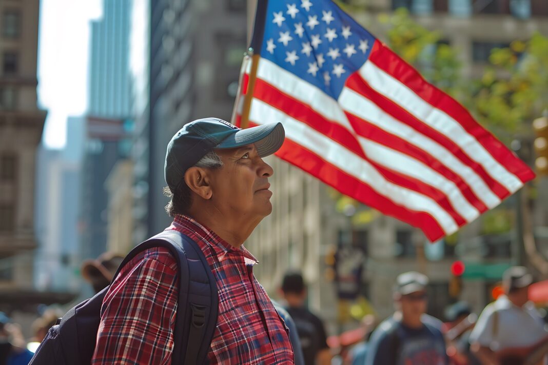 Ilustración de documentos de inmigración y un reloj simbolizando los plazos para permisos de trabajo en EE.UU.