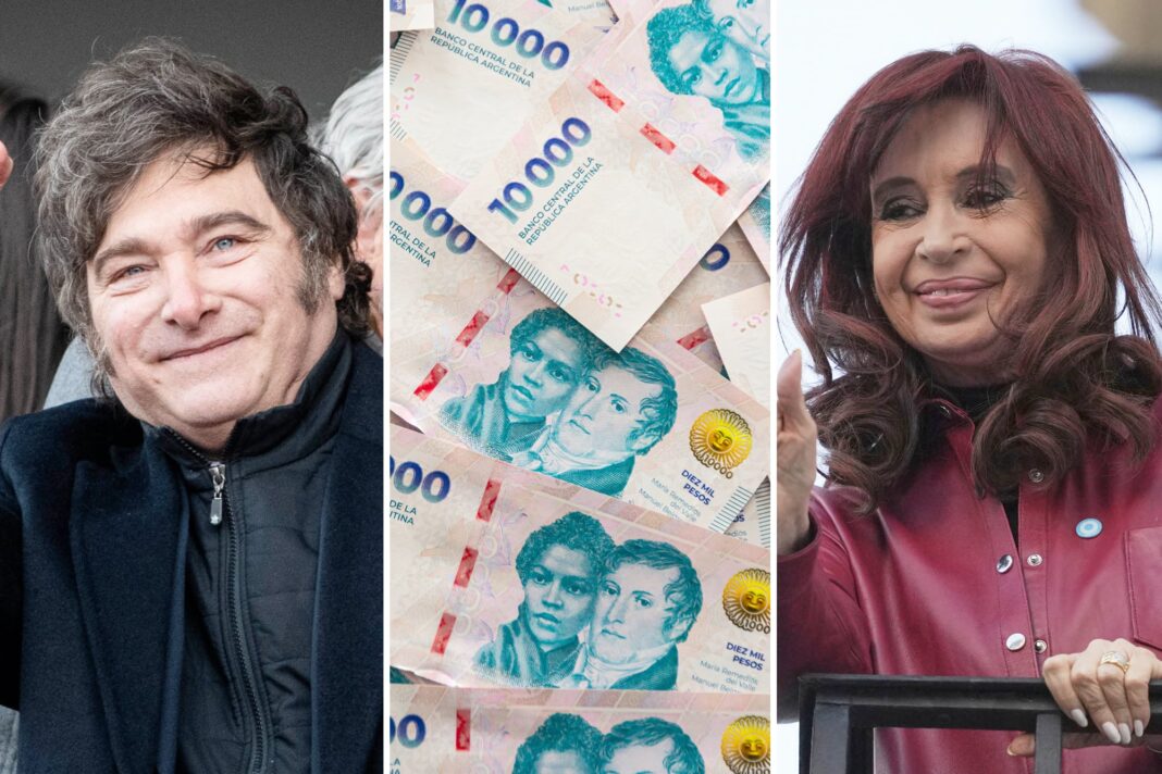 Gráfico de pagos del Tesoro Nacional y edificio de una empresa pública argentina