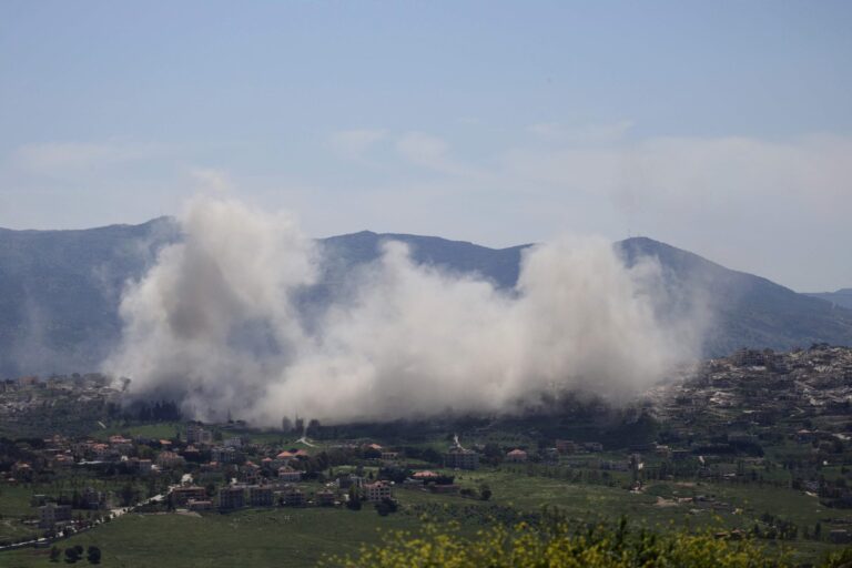 Vista del sur del Líbano tras ataques israelíes