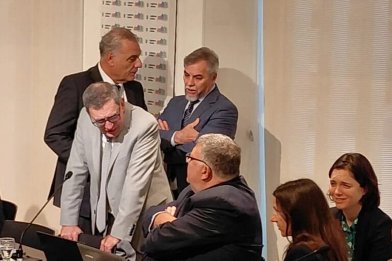 Fiscales Di Santo, Miralles y Pizarro durante el jury por el caso Dalmasso