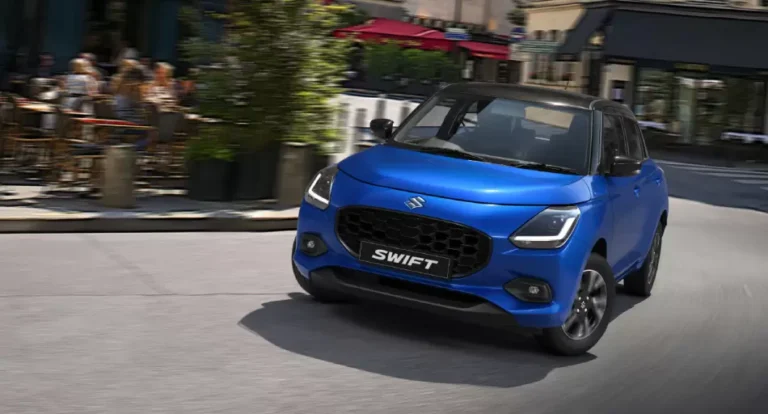 Nuevo Suzuki Swift Híbrido GLX en color azul metálico, vista frontal