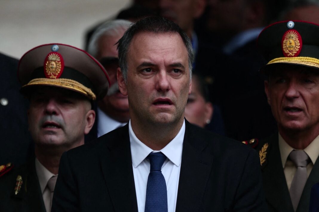 El exvocero del gobierno durante una conferencia de prensa en la Casa Rosada.