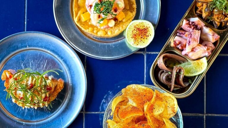 Variedad de tapas y pintxos españoles servidos en un festival gastronómico