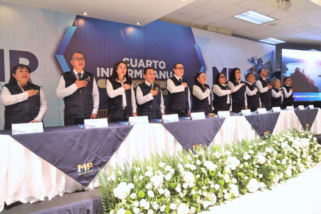 Consuelo Porras durante la presentación de su informe final como fiscal general de Guatemala