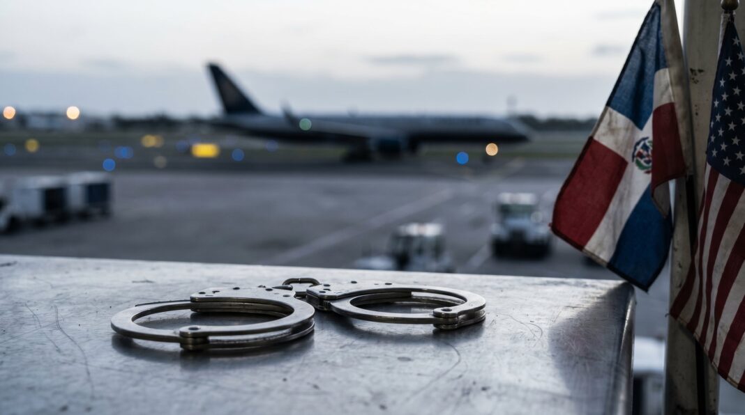 Extradición de Frank Maiky Baez Guerrero en aeropuerto de Santo Domingo
