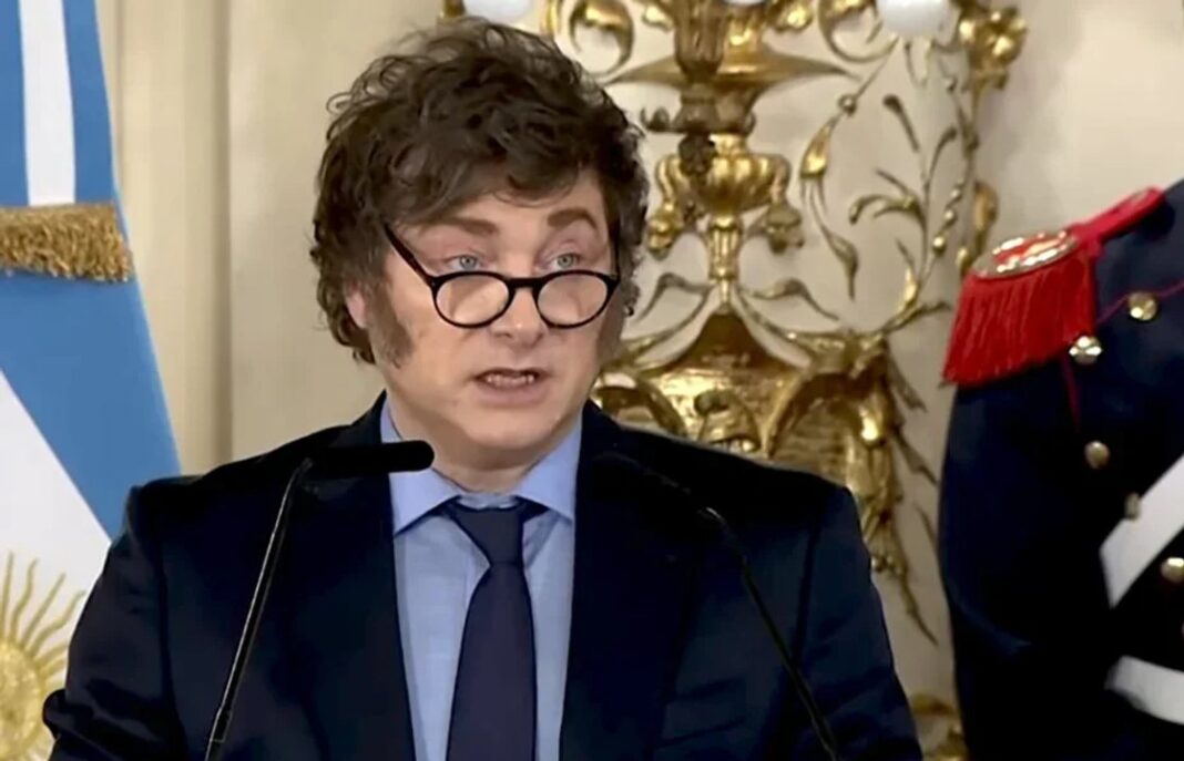 El presidente Javier Milei durante un acto oficial