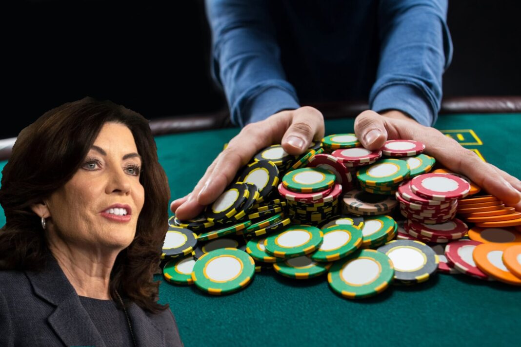 Gobernadora Kathy Hochul anunciando plan contra la adicción al juego en Nueva York