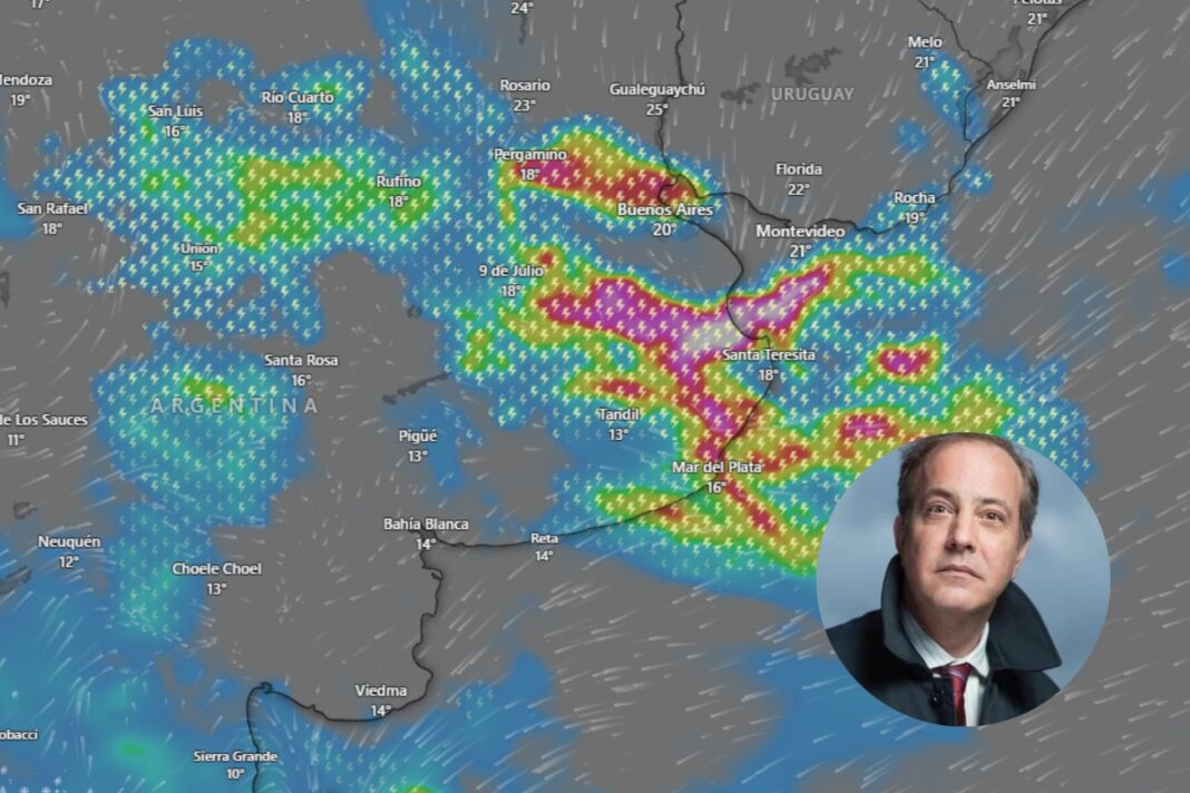 Mapa del clima en el AMBA con nubes y sol